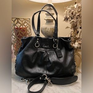 Coach Handbag. Black Leather Ashley Coach shoulder bag.